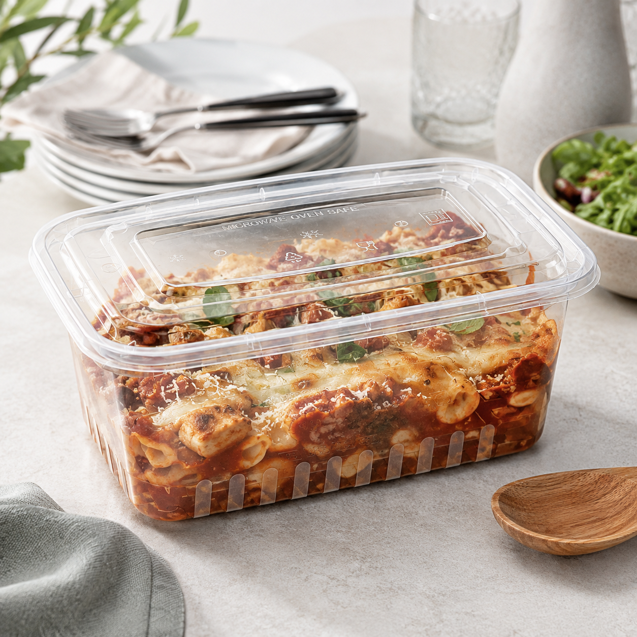 2000ml Lid PP Food Containers Extra Deep Rectangular for Bulk Catering Meals