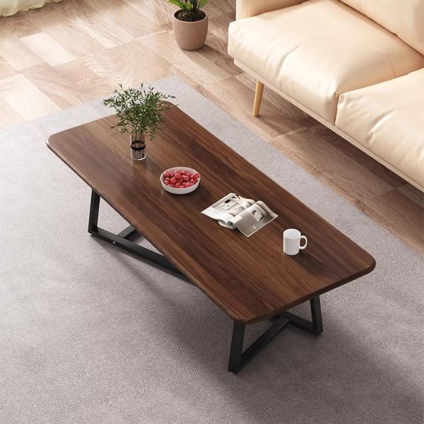 Living Room Apartment Wood Coffee Table with Metal Frame MANGO Wood Modern Style