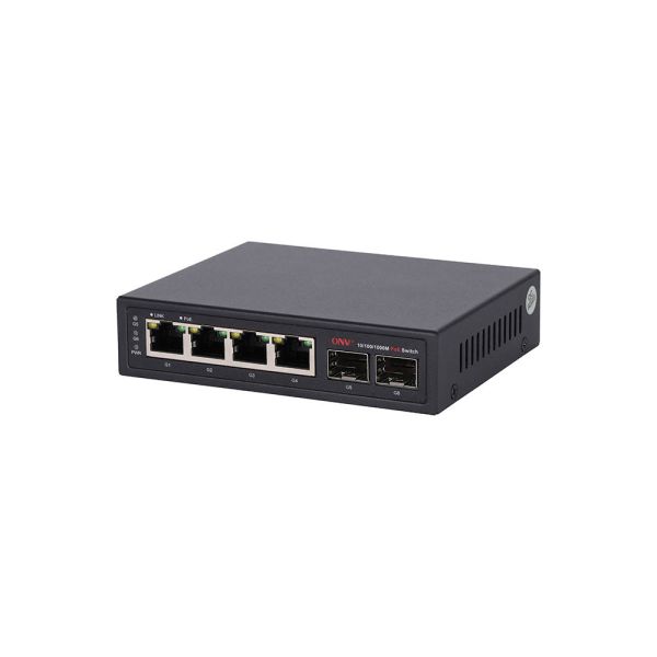 6 Port Gigabit PoE Switch With 30W PoE Per Port And Gigabit Uplink SFP Ports