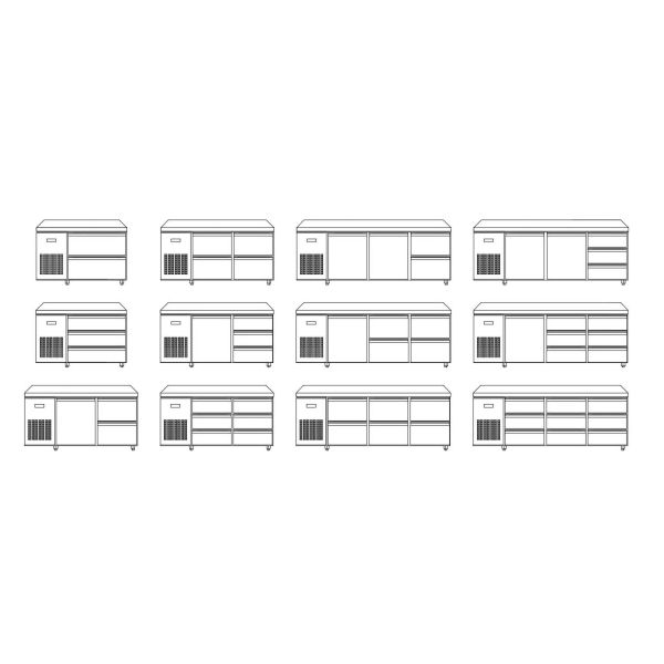 Commercial Undercounter Refrigerator 4 Drawers With Backsplash Customized Kitchen Table