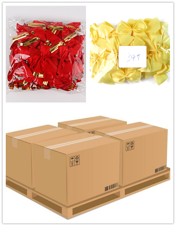 Gift Decoration Blue Satin Ribbon Bow Pre Tied with Elastic Loop Custom Sample