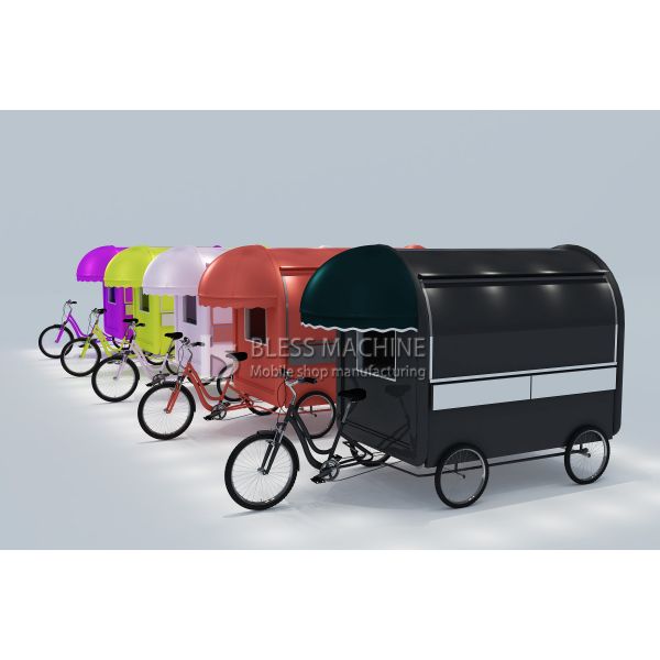 2022 Outlet Multipurpose Mobile Fast Food Snack Beverage Drinks Pedal Bicycle Tricycle