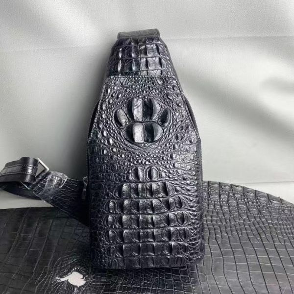 Authentic Crocodile Skin Men's Small Chest Bag Cross Shoulder Bag Genuine Exotic Alligator Leather Male Messenger Bag