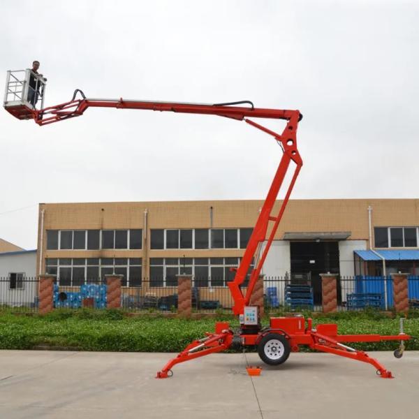 16m Towable Articulated Boom Lift 200kg Aerial Work Towable Articulating Manlift