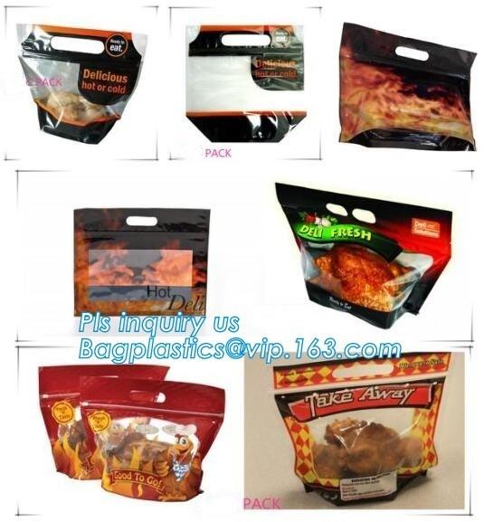 Fresh Chicken Packing Bag, standing up hot roast chicken bag with handle, chicken bag carry out fried chicken bag