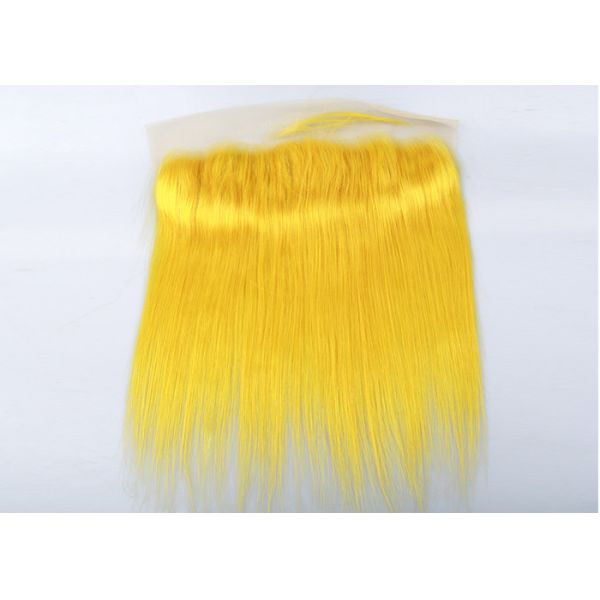 Customized Yellow Human Hair Virgin Lace Frontal Straight Durable Swiss Lace