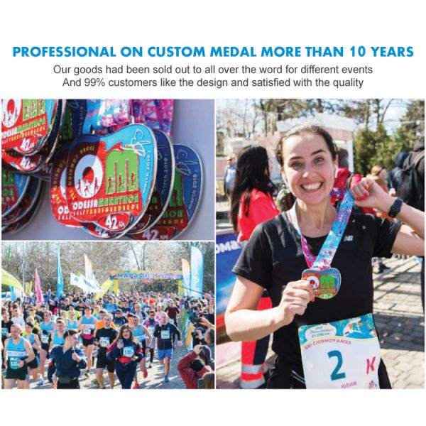 Double-sided Soft Enamel Custom Sports Medal with Custom Ribbon for Running Events