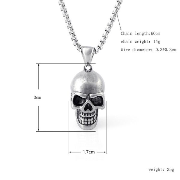 Skull titanium steel necklace with European and American style men's stainless steel skull necklace pendant