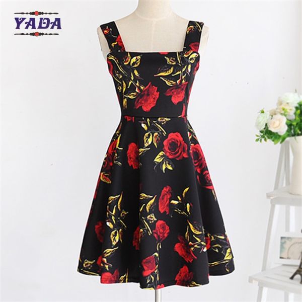 Западная мода летний зонтик цветочный случайный однокомнатный милые платья западная одежда для женщин