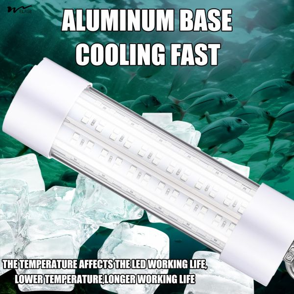 IP68 Green 45W DC 12V Submersible Fishing Light Aluminum Bright LED Underwater Lure Bait Lamp