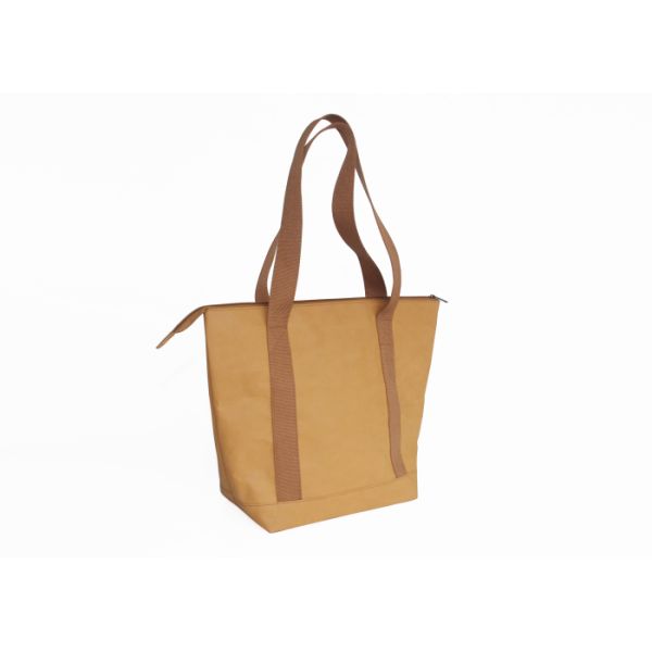 Sustainable Brown Washable Tote Bags Kraft Paper Shopping Bag ladies handbags with custom logo