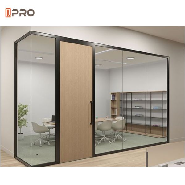 Reusable Office Glass Wall Partition Clear Demountable Double Glazing With Blind