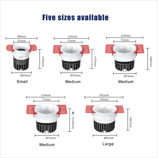 Aluminum Led Spotlight Downlight , Low Glare Downlights Colorful Baffle 20w