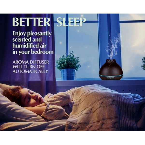 Cool Mist 400ml Wood Grain Ultrasonic Aroma Essential Oil Diffuser for Office Bedroom