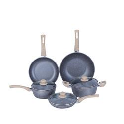 Various Models Grey Kitchen Cookware Sets Maifan Stone With Anti Heat Handle