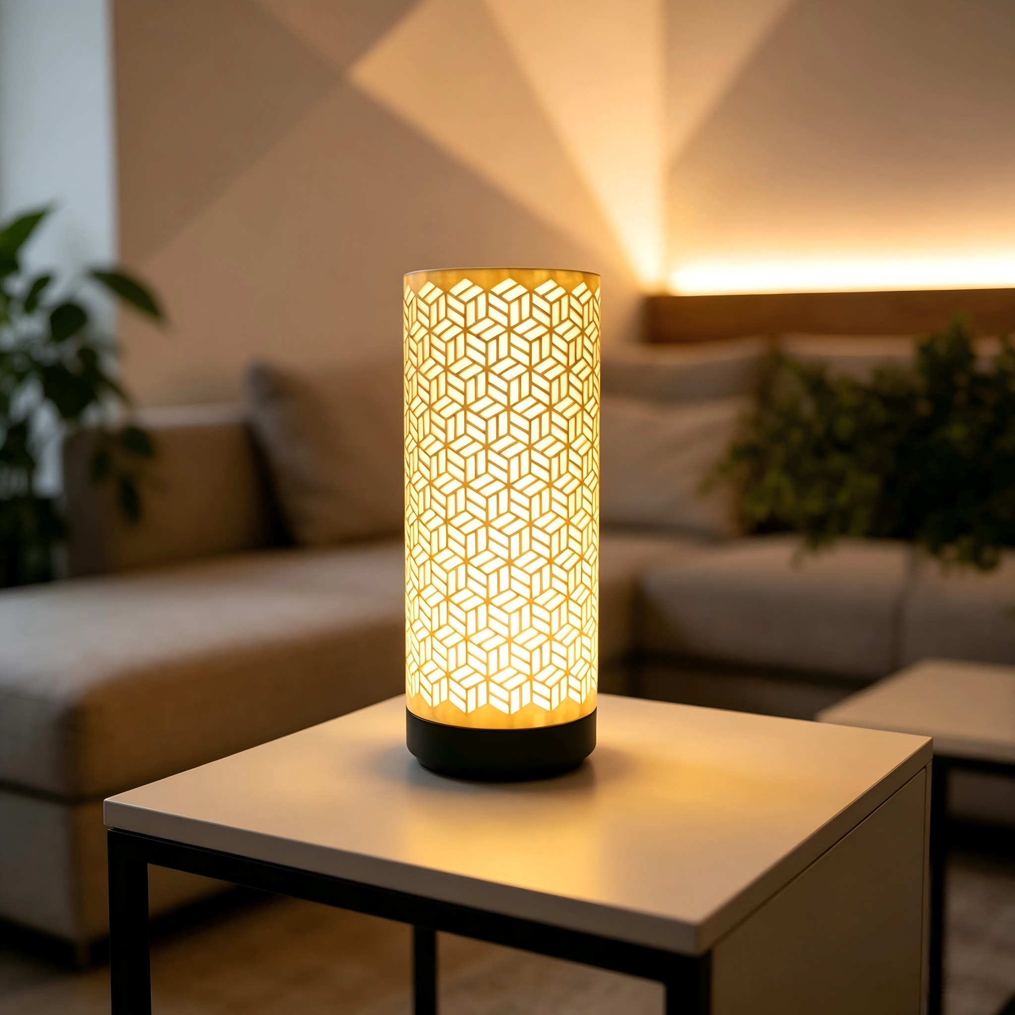 Slim Cylinder 3d Lamp Print  Geometric Hollow Dimmable Ambient Lamp For Interior