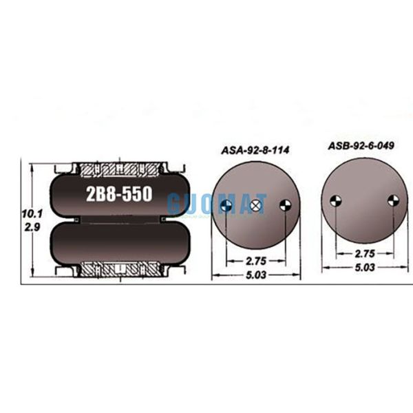 2B8-550 Original Goodyear Air Spring 579-92-3-530 Air Bag Suspension Kit