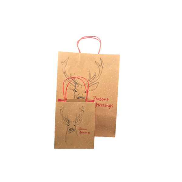 Biodegradable Luxury Christmas Packaging , Brown Paper Christmas Gift Bags