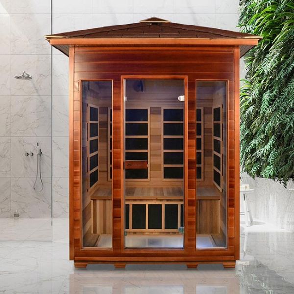 OEM Far Infrared Sauna Outside Red Cedar 4 Person Outdoor Sauna