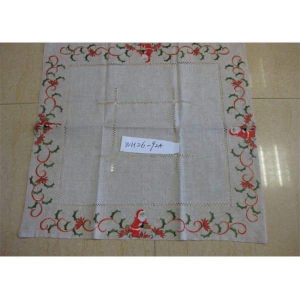 Christmas Design Linen Hemstitch Tablecloth Beautiful For Adult Age Group
