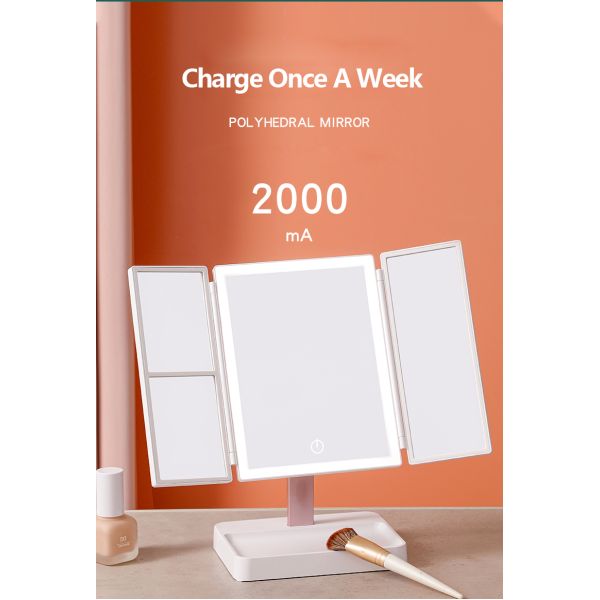 Trifold vanity Lighted Magnifying Makeup Mirror Cosmetic ABS Plastic