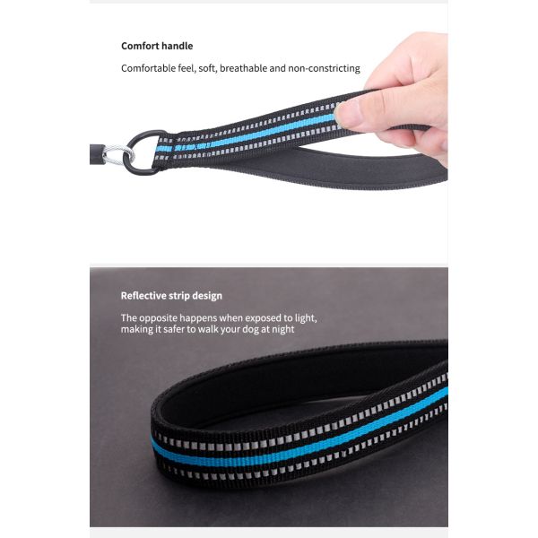 Comfortable Soft Padded 4FT Pet Leash Metal Anti Chew Leash Strong Anti Bite
