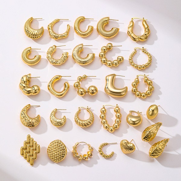 Popular Geometry U-shaped 18K Gold Earrings Water Drop Studs Irregular Hollow Women Earring Wholesale
