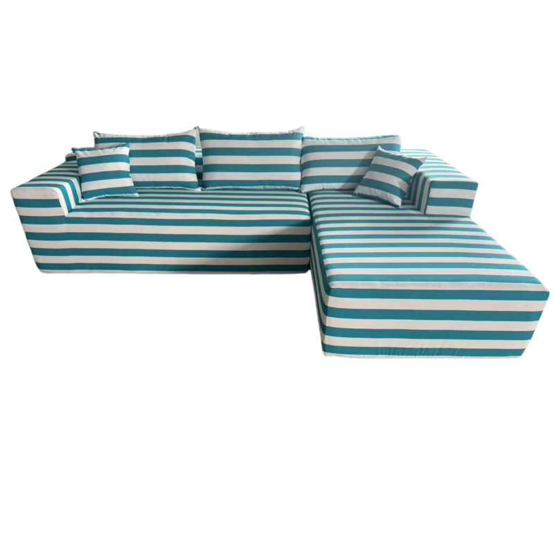 Custom Retro Striped Compressed Sofa Waterproof Leisure Lazy Sectional Module for Living Room Outdoor Balcony Warehouse