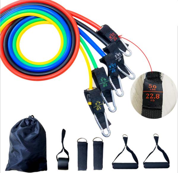 Weight Clearly Marked Resistance Band Kit 5 Fitness Workout Bands Stackable Up To 150 Lbs
