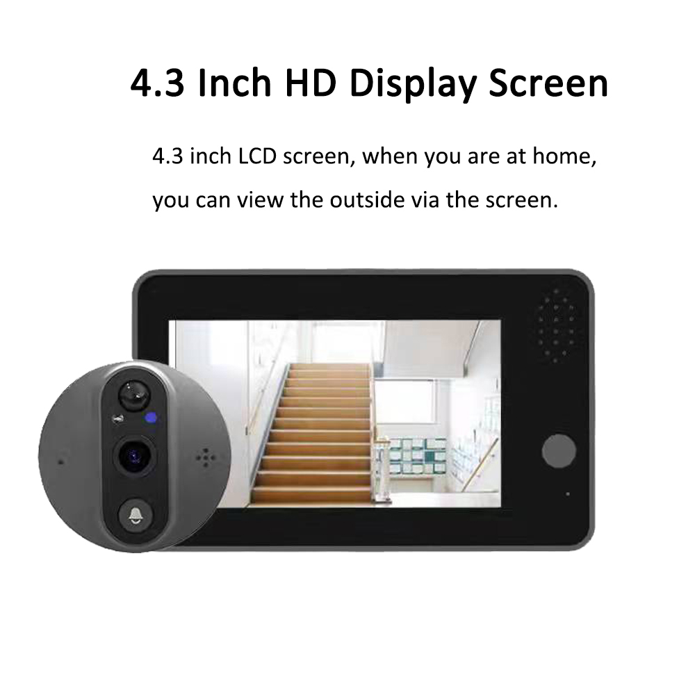 Низкая мощность дверного звонока Peephole Wifi видео- с определением LCD 4,3 дюймов высотой с