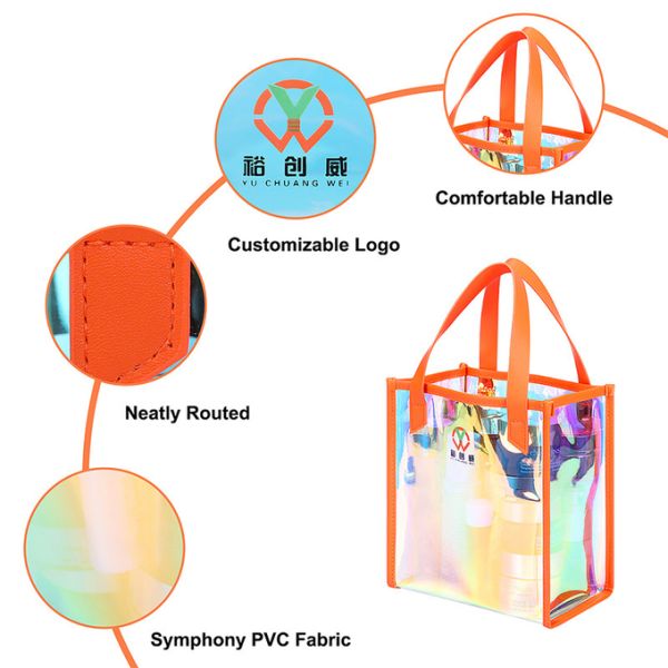 Gym Clear Tote Bags Reinforced Handles Zipper Closure Stadium Travel 7x4x8