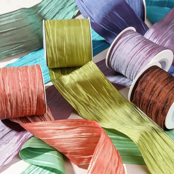 Eugen Yarn Strap Perle Changement de couleur Ride Strap Polyester 5cm/50m Emballage de cadeau de fleurs portatives bricolage accessoires de coiffure