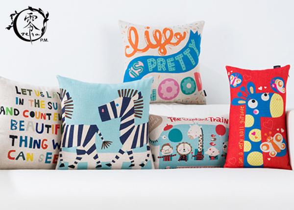 Cute Cartoon Anamal Throw Silk Cotton Pillow Linen Decorative Cushion Cover Pillowcase For Sofa