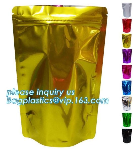 Aluminum Foil Flexible Metallized Flat Pouch Packaging Bags, Doypack chips, Resealable Mylar Stand Up Pouch