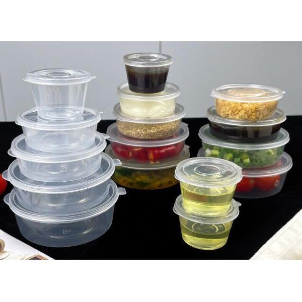 SGS Checked Competitive Disposable 1/1.5/2/3/4/5/6/8 Oz Food Grade Plastic Cup Sauce or Juice Separate PP Box with Lid