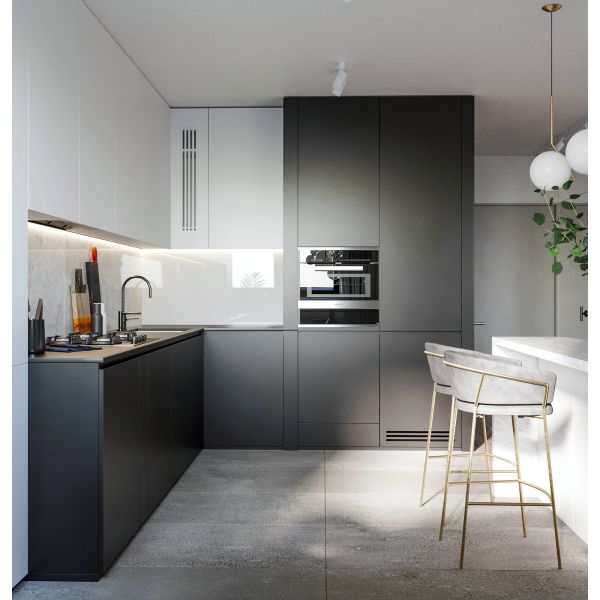 Modern Quartz Countertop Kitchen Cabinet With Island Oak Wood Kitchen Cabinet