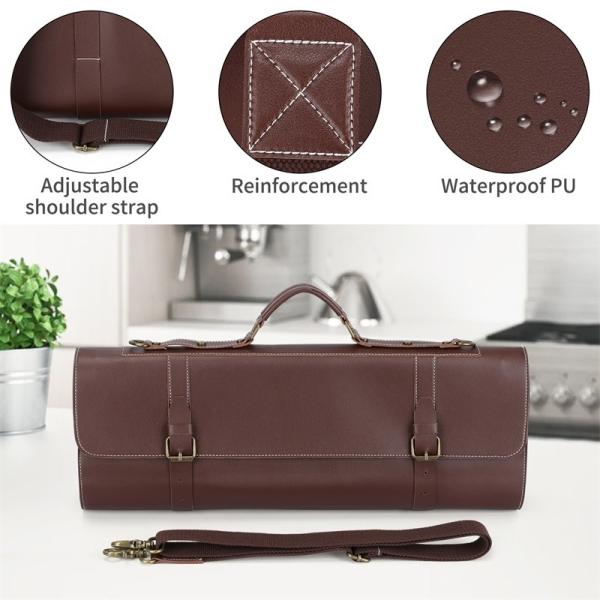 Luxury Folding Knife Storage Bag Leather For Chefs Tactical 20x1.5x9