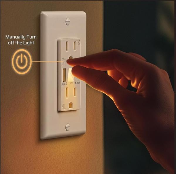 Tamper Resistant Type C USB Outlet 15A Wall Outlet With Night Light 0.2W