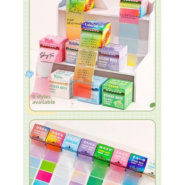 High-Appearance Colorful School Paper Sticky Notes for Students Pearlescent Transparent Self-Adhesive Memo Pad