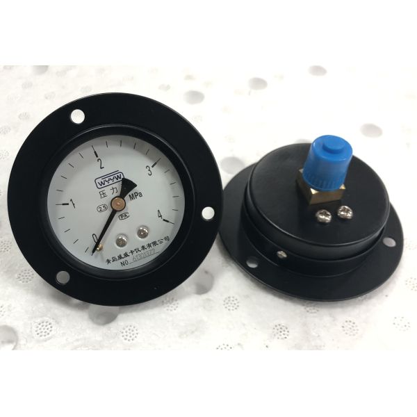 63mm Dial Black Steel Housing Front Flange Pressure Gauge with 0-4MPa Range Panel Mount Manometer