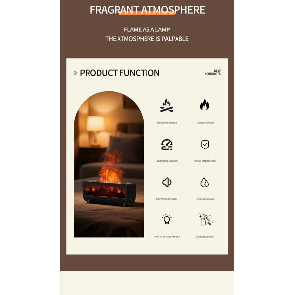 Home Ultrasonic Aroma Humidifier Colorful Flame Air Aroma Diffuser CE FCC RoHS Approved