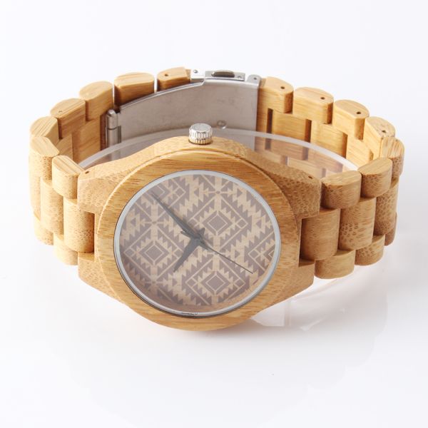 100% Bamboo Japan Movt Quartz Watch Stainless Steel Back 12 Month Guarantee