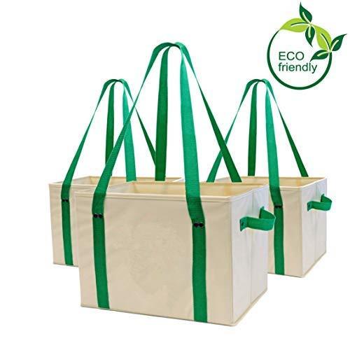 Heavy Duty Collapsible Recycle Shopping Bags With Fold Up Reinforced Bottom