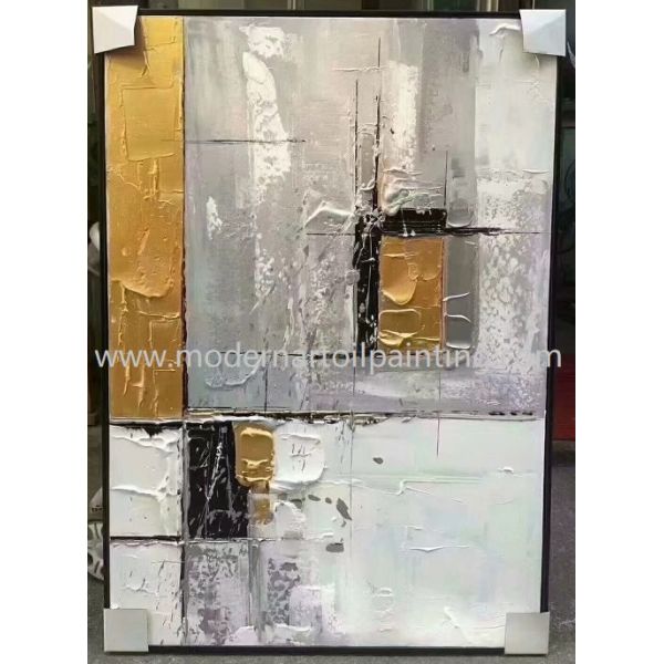 Abstract Golden 3D Art Paintings Canvas Decorative For Office Decoration