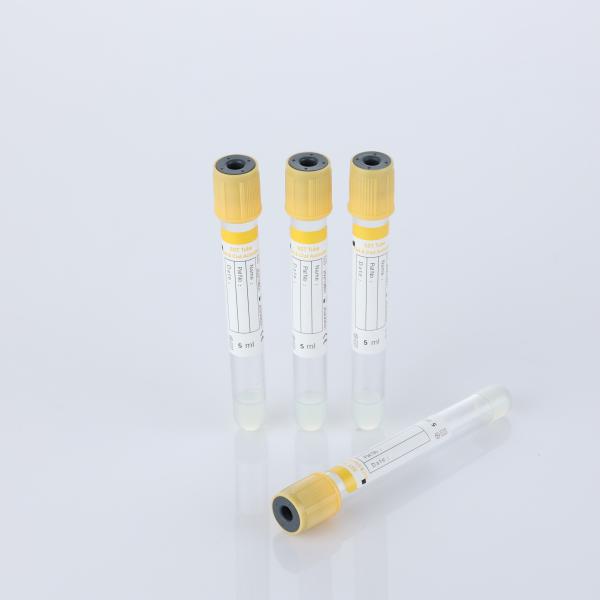 Tubos de recolha de sangue de vácuo médico seguros 1 - 10 ml Tubos de gel com tampa amarela