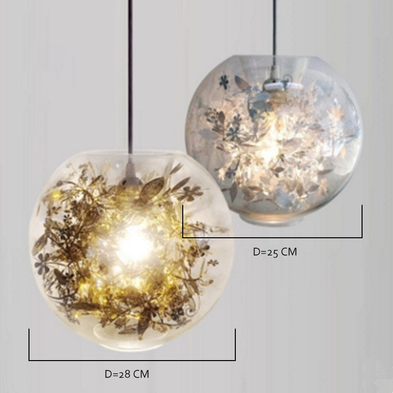 Lampe pendante de boule en verre d'E27 28CM