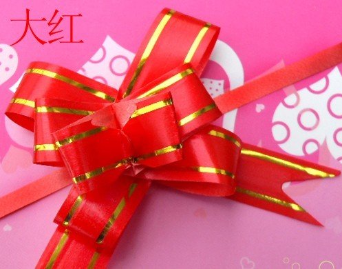 10Pcs 5cm 2in Butterfly Style Golden Edge Pull Ribbon Bows Dark Pink for Gift Packing