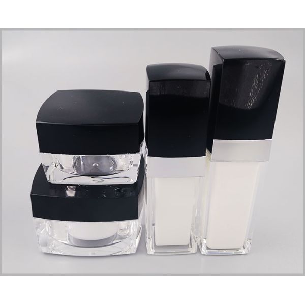 Square 50ml Acrylic Airless Bottle For Cosmetic Packaging
