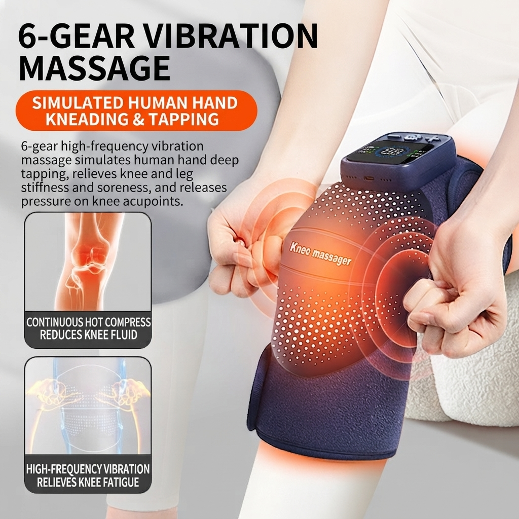 ZN-DB03 Professional 6-in-1 Electric Knee & Joint Massager with 5000mAh Battery - Targeted Heat & Vibration Therapy