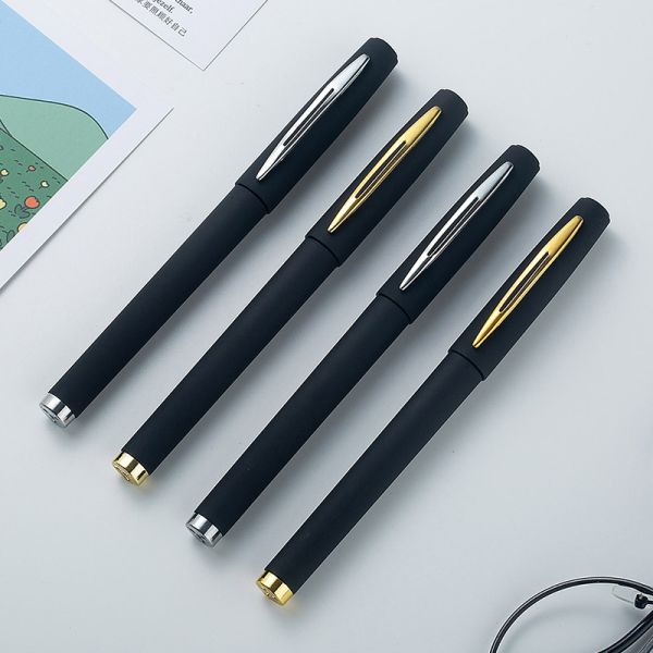 Corporate Advertising Black Metal Gel Ink Pen with Custom Logo and 240M Writing Length